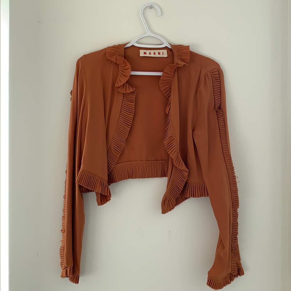 Marni Orange Raw silk cardigan